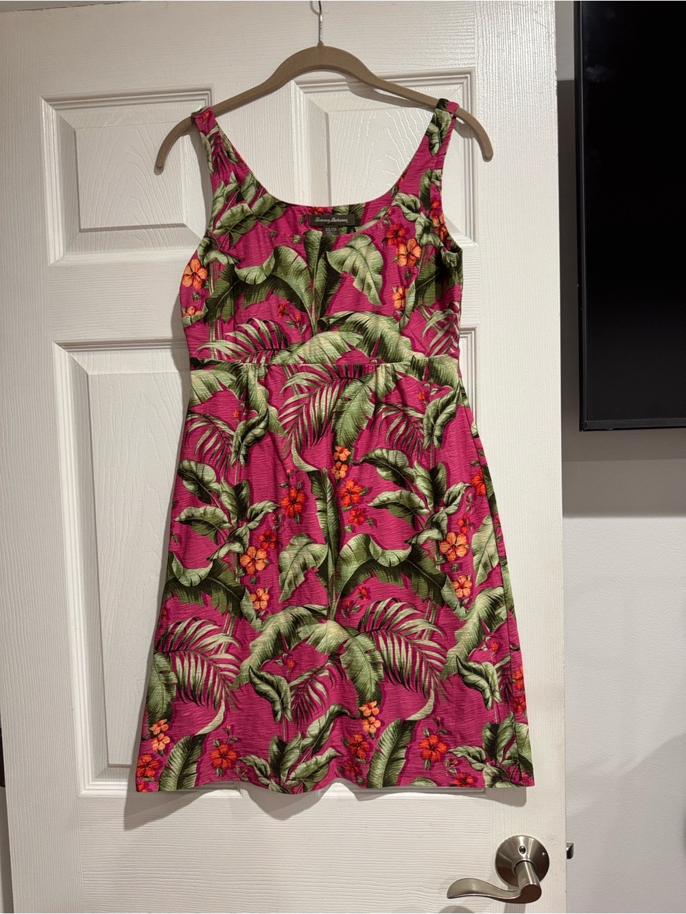 Tommy Bahama Magenta Tropical Leaf & Floral Mini Dress